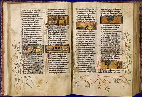 Roman de Renart, BnF (Mss.), fin XIIe&nbsp;siècle, Français 12584, folio 18v-19r.