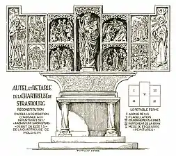 Dessin représentant un retable richement orné.
