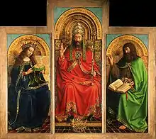Christ en pape. Retable de L'Agneau mystique, 1432.