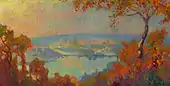 Rouen, vue de la Seine, huile sur toile, 48.9 × 94&nbsp;cm