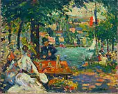 Un après-midi à l'île aux Cerises, Rouen, huile sur toile, 50 × 61.2&nbsp;cm