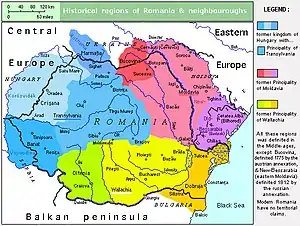Régions historiques de la Roumanie et de ses voisins