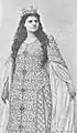 Dans le rôle d'Elsa de Lohengrin de Richard Wagner, photo de Benque et Cie, 1891.