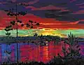 Coucher de soleil. 1917 Huile sur toile. 100×129 cmMusée-réserve d'Etat de Smolensk