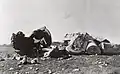 Le monument retrouvé détruit à l'été 1944.
