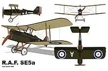 Illustration de l'avion (3 vues + perspective).