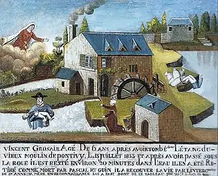Ex-voto concernant un miracle attribué à sainte Anne (1854), trésor de la basilique Sainte-Anne-d'Auray.