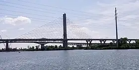 Vue du pont Samuel-De Champlain depuis Brossard.