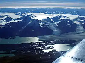 Vue aérienne du glacier Upsala.