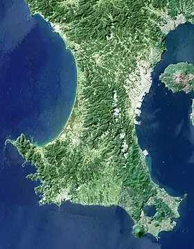 La péninsule de Satsuma par Landsat.