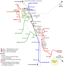 Schéma simplifié du réseau de bus de Rumilly tel que lancé en septembre 2019.