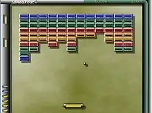 Copie d'écran du jeu « LBreakout2 », un logiciel libre similaire à « Arkanoid ».