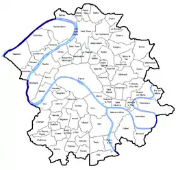 Le département de la Seine et ses communes avant la réorganisation administrative de 1860.