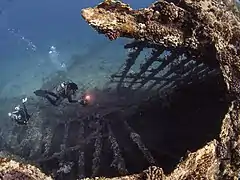 L'épave du SS Carnatic (en), construit en 1862, au fond de la mer Rouge.