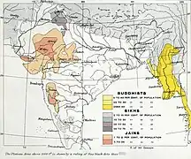 1909 : Pourcentage de sikhs, de bouddhistes, et de jaïns.