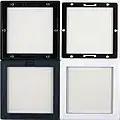 Cadres de verre pour diapositives 6&nbsp;×&nbsp;6&nbsp;cm.
