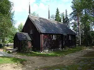 Vue d'un batîment de bois