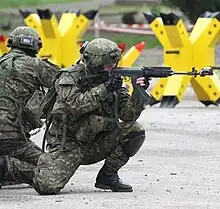 Soldats slovaques du 12e bataillon de la 1re brigade mécanisée durant un entraînement