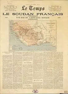 Le voyage de Binger à la une du Temps