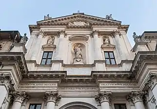 Façade de l'église Chiesa di San Gaetano (Vicenza)&nbsp;(it). Octobre 2021.