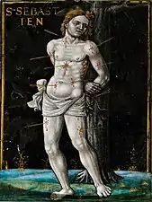 St Sébastien par Jean Ier Limosin (début XVIIe siècle, Musée des Beaux-Arts de Lyon).