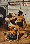 Le combat du gladiateur.