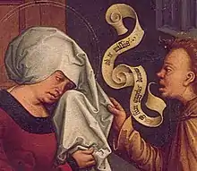 Depuis le XVIe&nbsp;siècle, la parole a été illustrée à l’aide de rubans, drapeaux, rouleaux, ou de feuilles de papier.