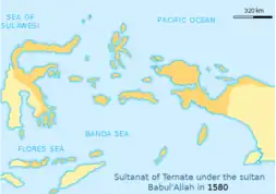 Sultanat de Ternate en 1570, sous le règne du sultan Babul'Allah.
