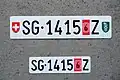 Plaques provisoires arrière et avant saint-galloises.