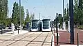 Rames à la station Jardin Parisien.