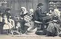 Tissage de tamis et de cribles à Bannalec au début du XXe siècle (carte postale Villard).
