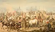 Juliusz Kossak – Marché aux chevaux à Prague (1866)