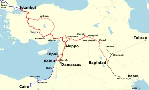 Le trajet du Taurus Express en 1930.