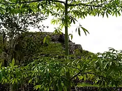 Temple Pyramide à Chacchoben vu depuis le chemin touristique