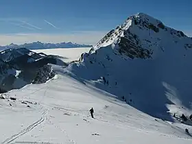 Le sommet de Teysachaux depuis la crête de Moléson.