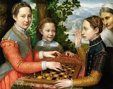 La Partie d'échecs (Portrait des sœurs de l'artiste jouant aux échecs) (1555), musée national de Poznań.