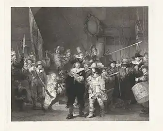 Johann Wilhelm Kaiser, La Ronde de Nuit, 1864, eau-forte, 58,2&nbsp;×&nbsp;67,7&nbsp;cm.