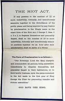 Texte du Riot Act