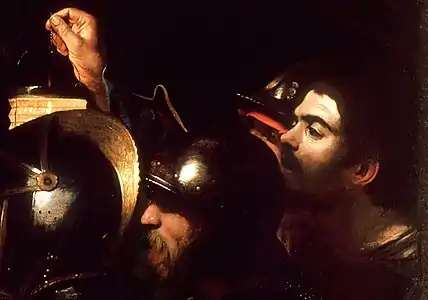 Peinture du buste d'un homme tenant une lanterne à la main.