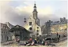 La cathédrale v. 1839-1842 sur la place du Marché.