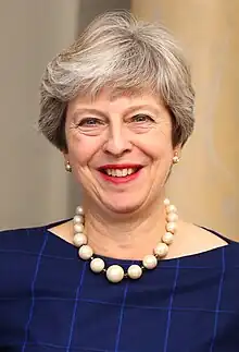 Theresa May, née le 1er octobre 1956 (67&nbsp;ans), première ministre de 2016 à 2019.