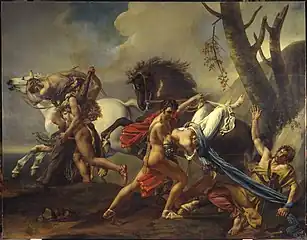 Thésée et Pirithoüs purgeant la terre des brigands, délivrent deux femmes des mains de ces ravisseurs, 1806, palais d'Arkhangelskoïe