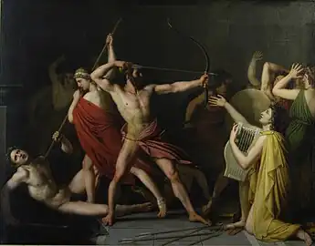 Ulysse et Télémaque massacrent les prétendants de Pénélope, Thomas Degeorge (1812).