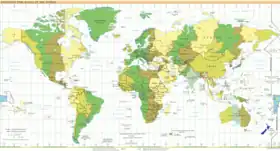 Carte du fuseau horaire.