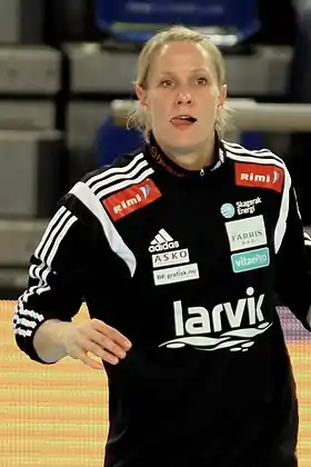Le 15 novembre 2014, lors de la rencontre de Ligue des champions - Metz Handball / Larvik HK.