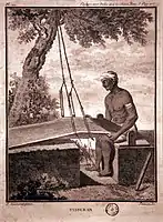 Tisserand indien. Le commerce des "cotonnades" vers l'Europe est un pilier essentiel de la prospérité de Pondichéry au XVIIIe siècle.