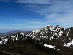 Le djebel Toubkal dans le Haut Atlas, plus haut sommet d'Afrique du Nord, culminant à 4,167 m.