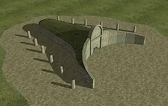 Modèle 3D du type de Tombe des géants à exèdre à « arc centinato »