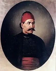 gravure ancienne : portrait d'un homme moustachu