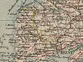 Tracé de la ligne le Rufa - Portsall sur une carte de 1916.